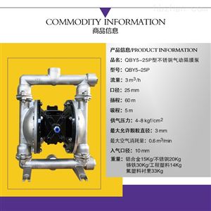 正奥QBY5-25P型不锈钢气动隔膜泵 压滤机泵