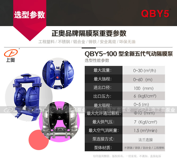 100隔膜泵性能参数